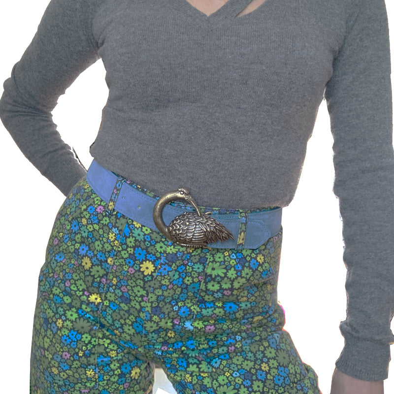 Bird Belt - Powder Blue Suede