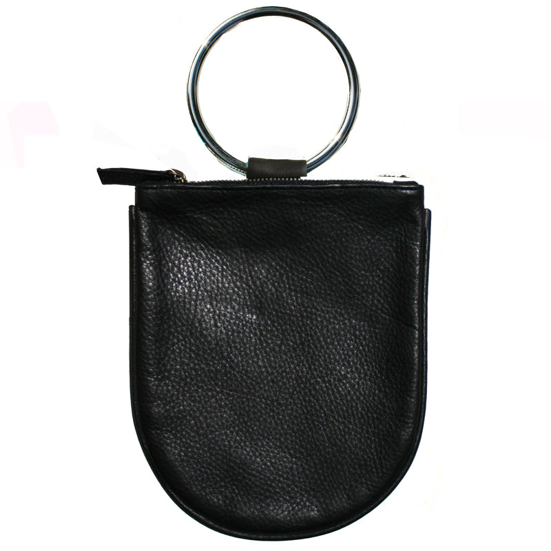 Mini Ring Wristlet - Matte Black Silver Ring