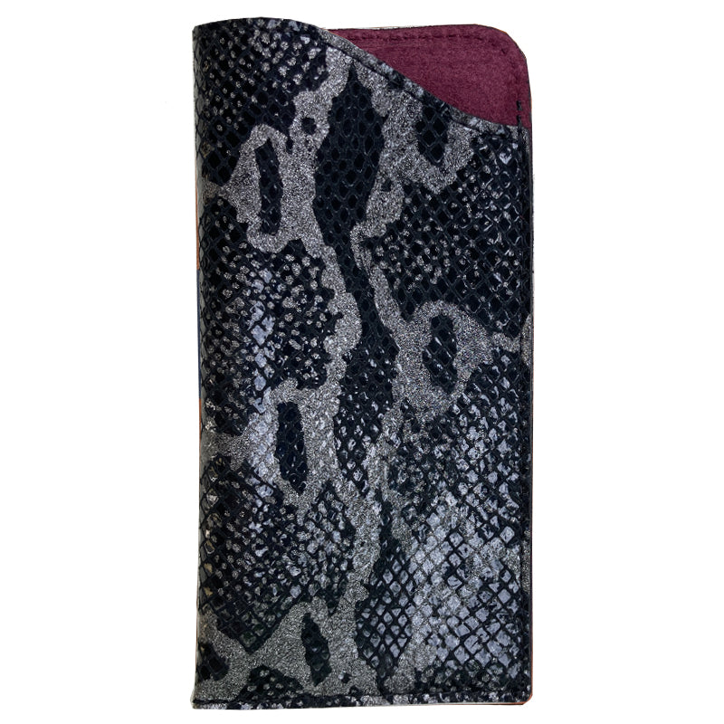 Eyeglass Case - Black & Silver Snake