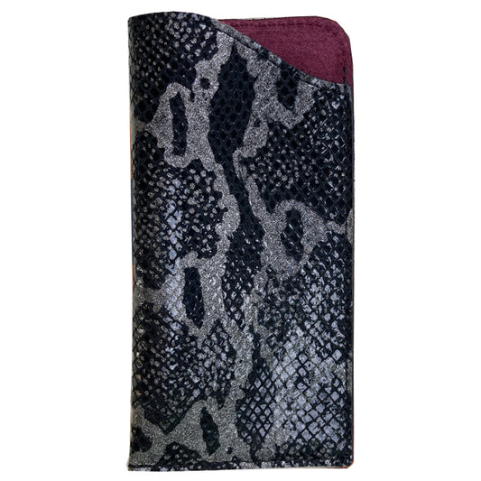 Eyeglass Case - Black & Silver Snake