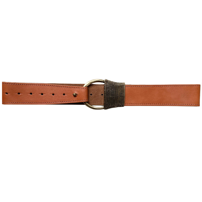 Cast Rope Belt - Saddle Leather with Antique Brass