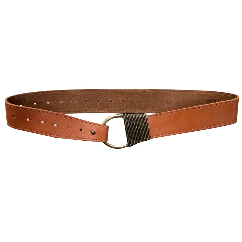 Cast Rope Belt - Saddle Leather with Antique Brass
