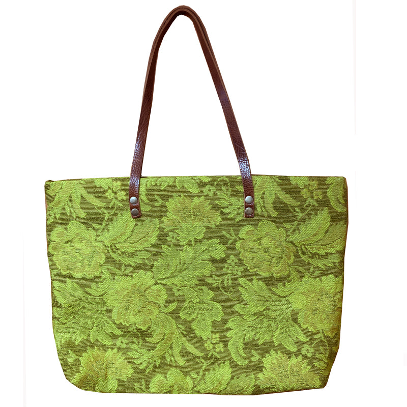 Tote - Chartreuse Vintage Floral