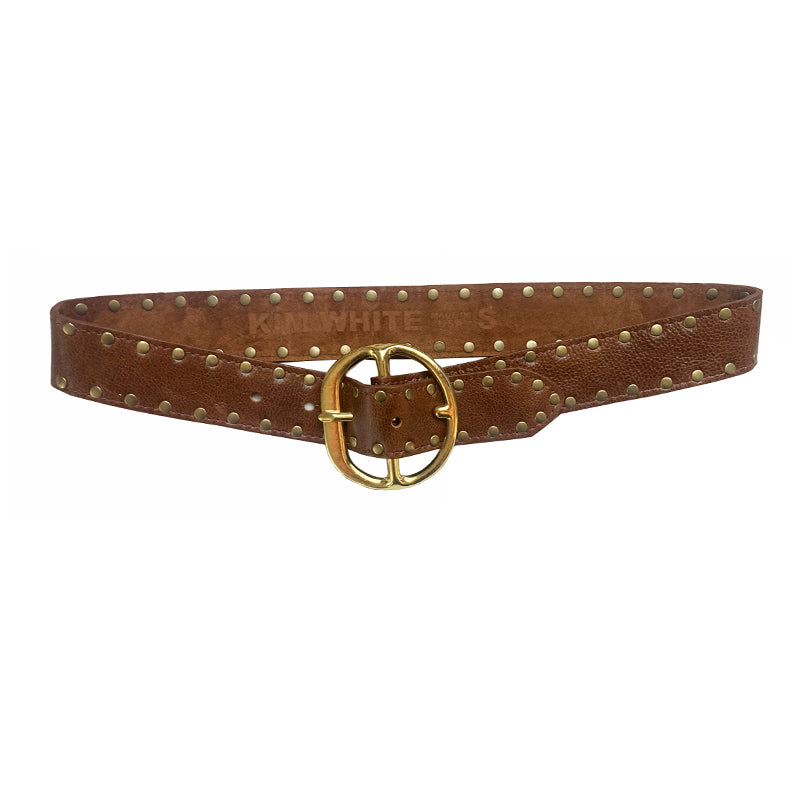 Chunky HIP PANT Belt Studded - Cognac
