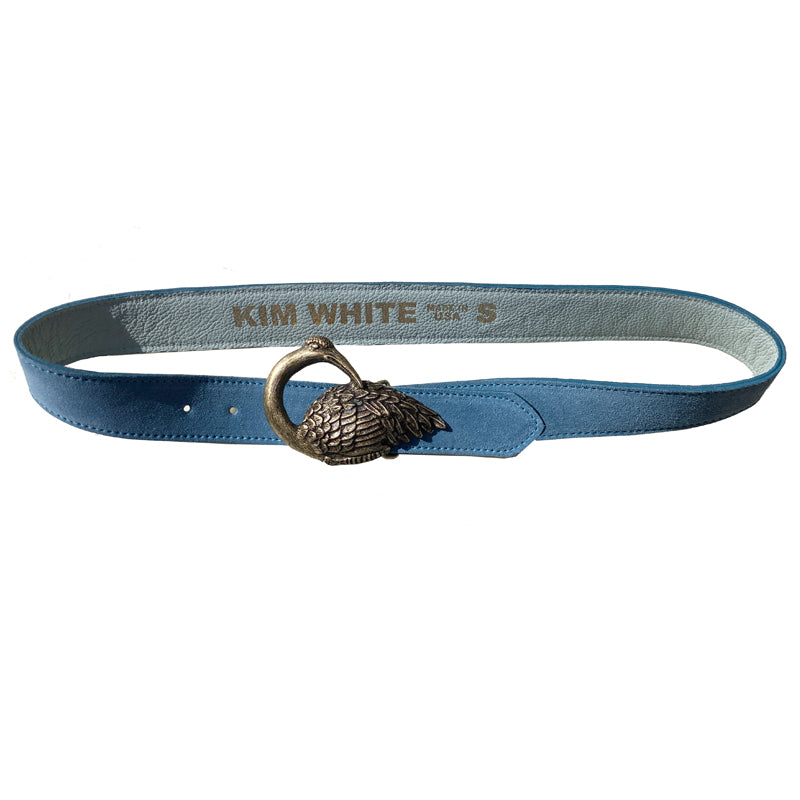 Bird Belt - Powder Blue Suede