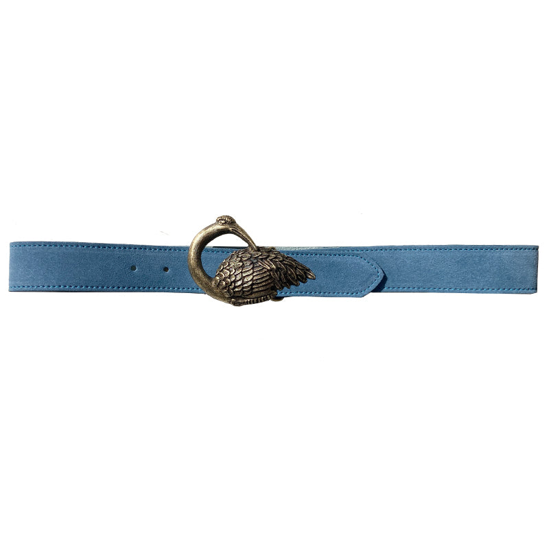Bird Belt - Powder Blue Suede