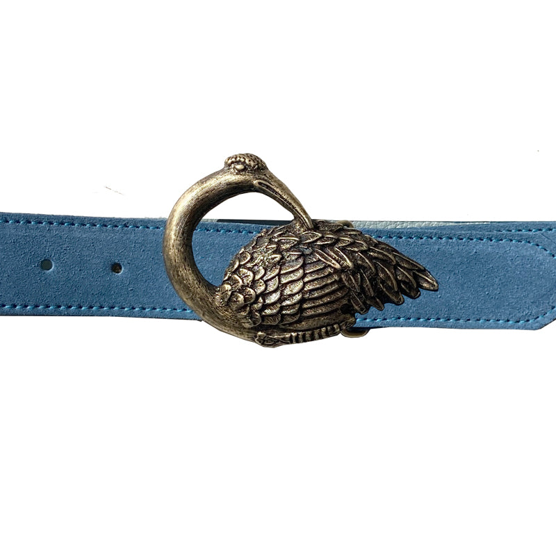 Bird Belt - Powder Blue Suede