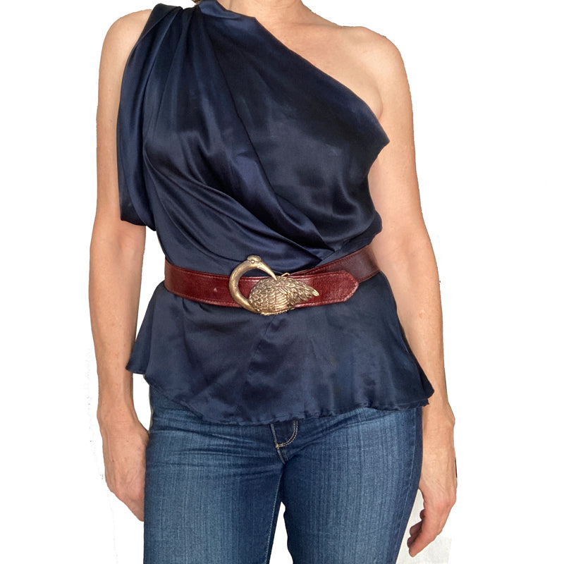 Bird Belt - Powder Blue Leather