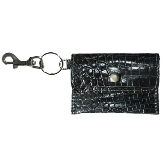 Coin Purse Key Chain - Black Alligator