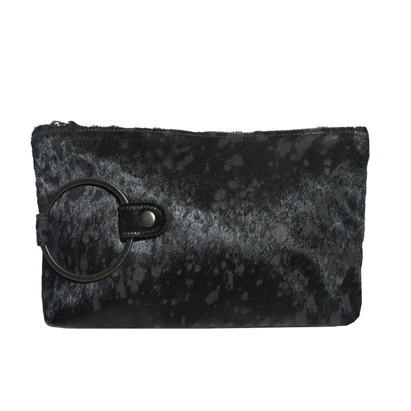 Ring Clutch - Black Fur