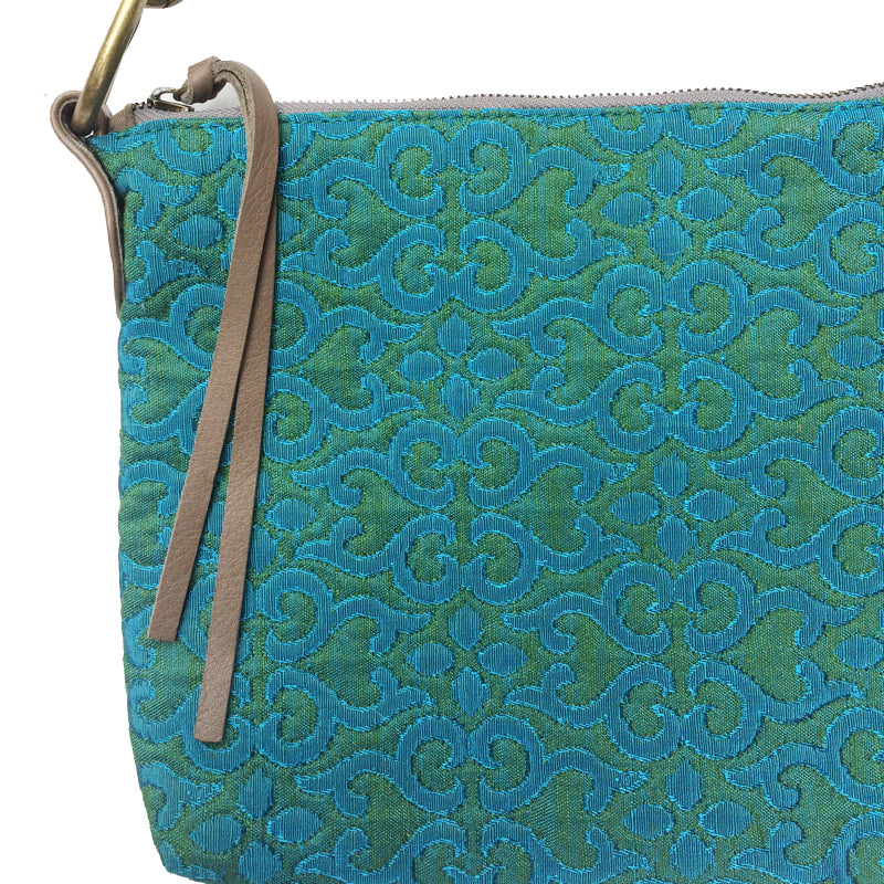 Slouchy Bag - Vintage Blue & Green Quilted