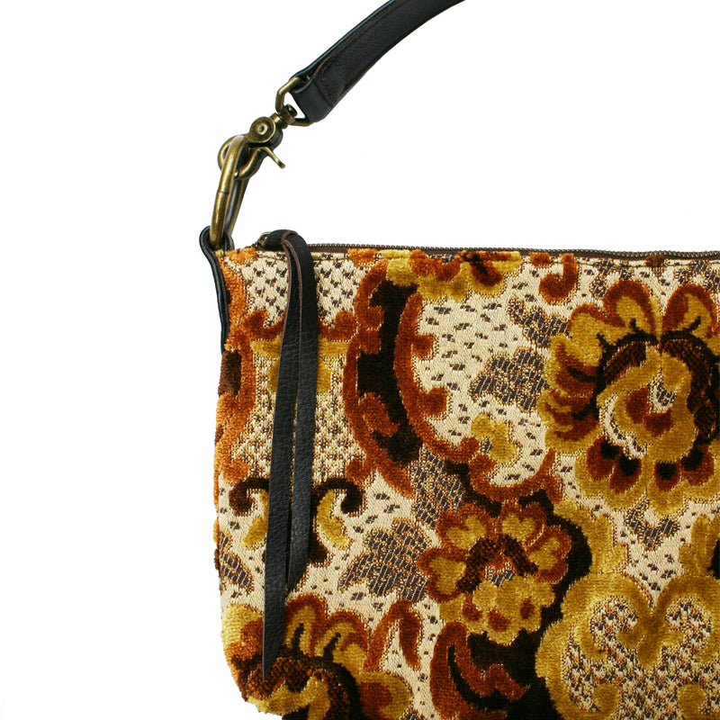 Slouchy Bag - Vintage Brown Plush Floral