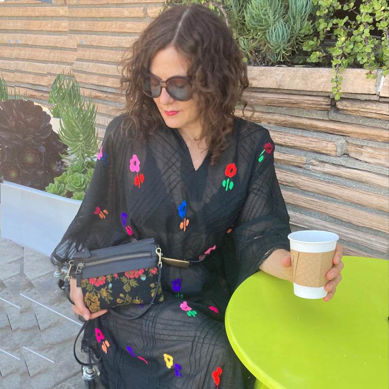 Double-Zip Bag with Two Straps - Vintage Floral