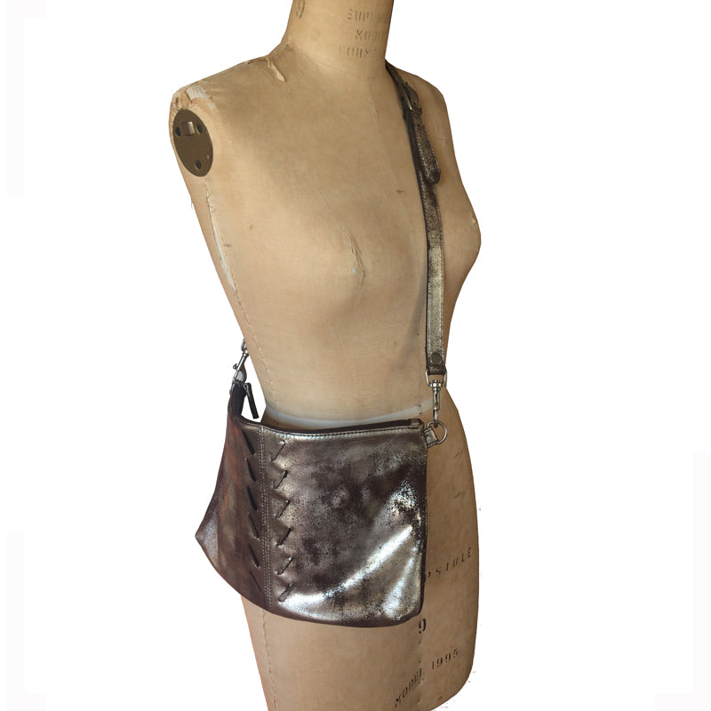 Laced Detail Bag - Dull Brown Metallic