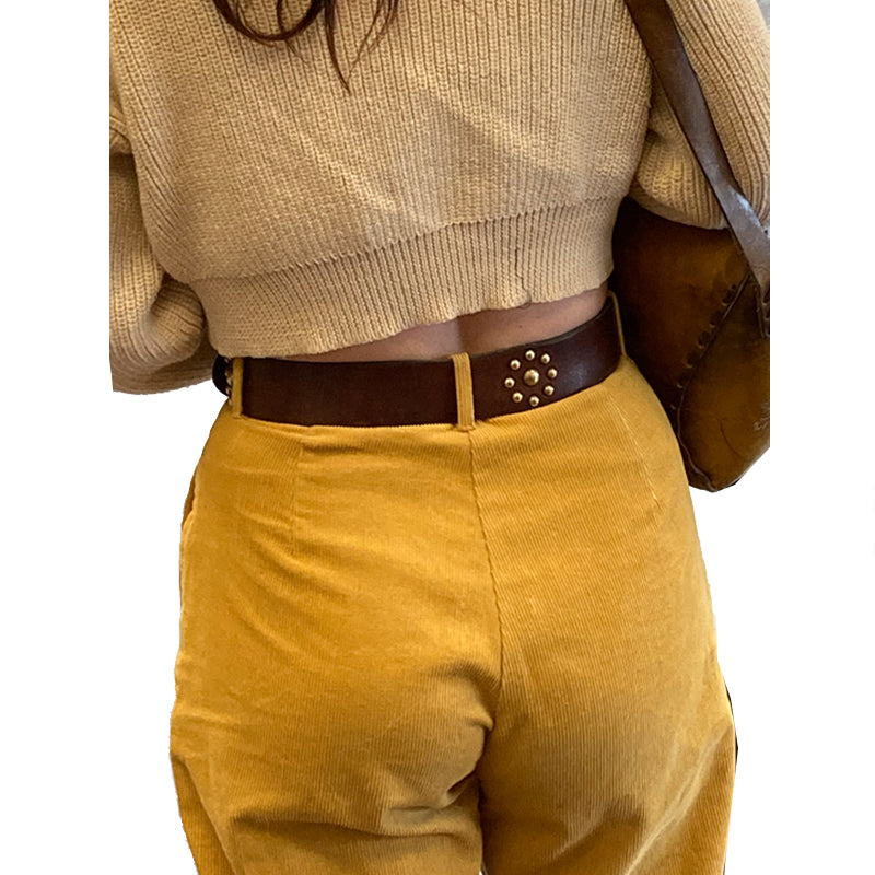 Flower Dome Rivet Belt - Black wAntique Nickel