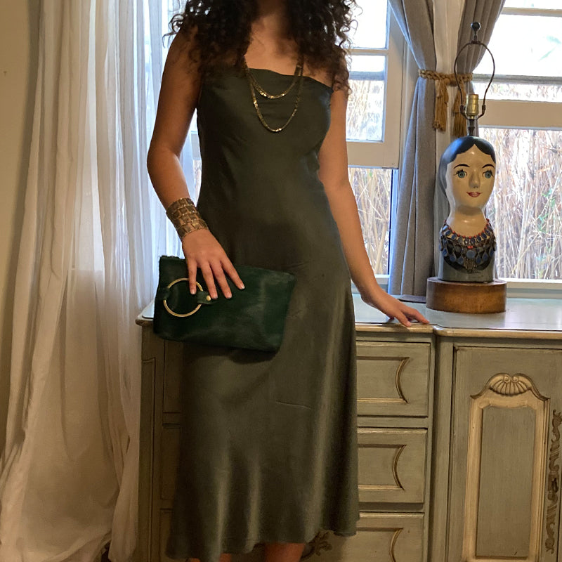 Ring Clutch - Emerald Green Fur