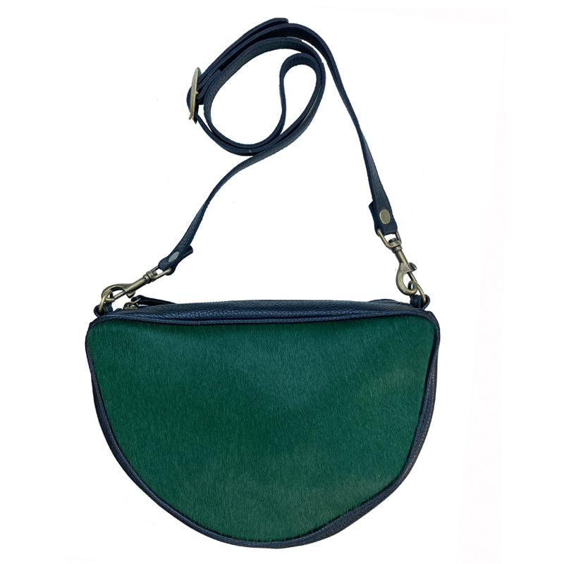 Half Circle Bag - Emerald Green Fur