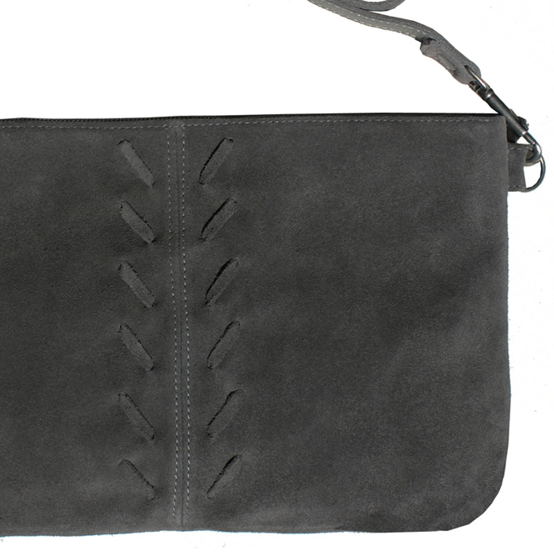 Laced Detail Bag - Grey Suede