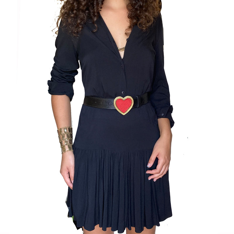 Heart Belt - Black wRed Kim White Bags/Belts Heart Belt - Black wRed Kim White Bags/Belts
