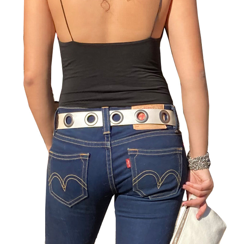 Grommet Belt - Cream Antique Brass