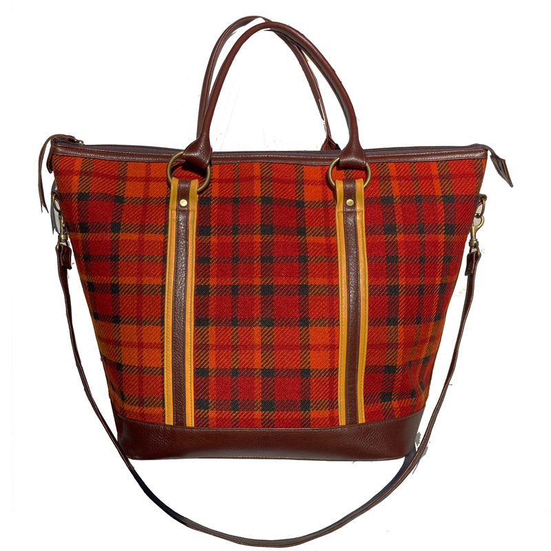 Weekender Travel Bag - Red & Orange Plaid