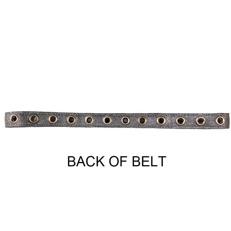 Skinny Grommet Belt - Antique Silver Metallic