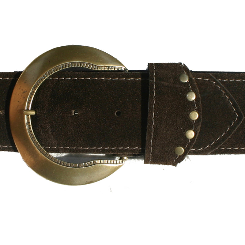 Stepped Waist Belt - Brown Suede