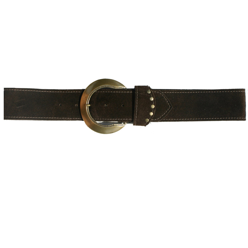 Stepped Waist Belt - Brown Suede