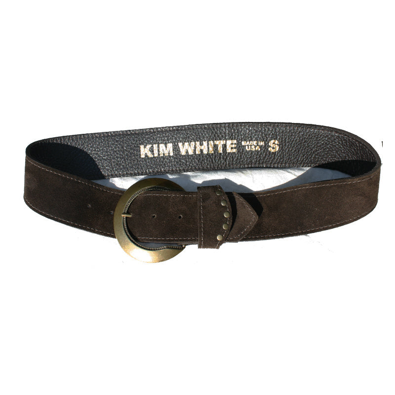 Stepped Waist Belt - Brown Suede