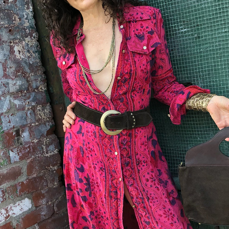 Stepped Waist Belt - Burgundy Suede