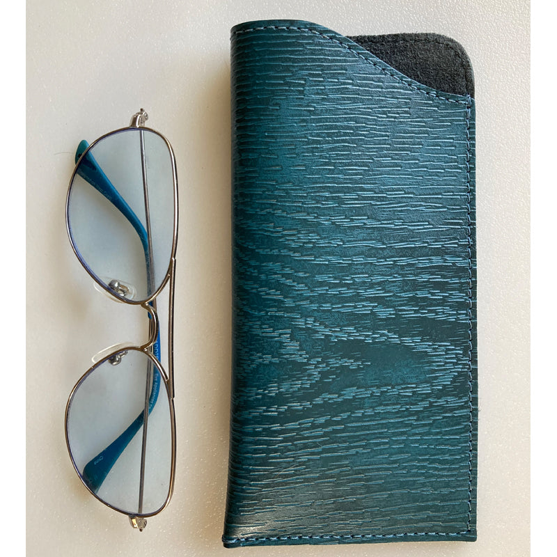 Eyeglass Case - Teal Woodgrain