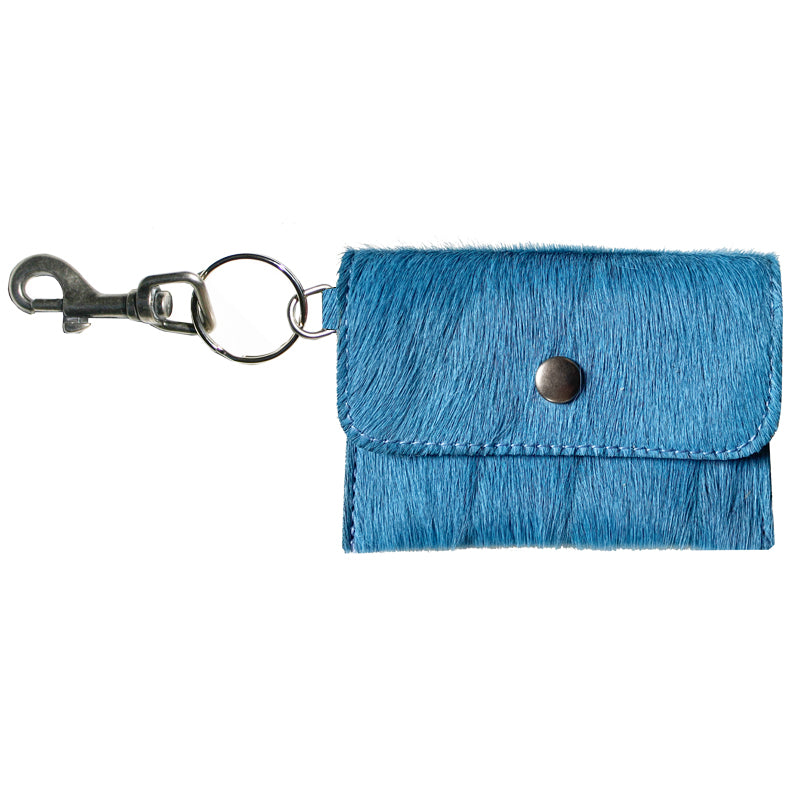 Coin Purse Key Chain - Sky Blue Fur