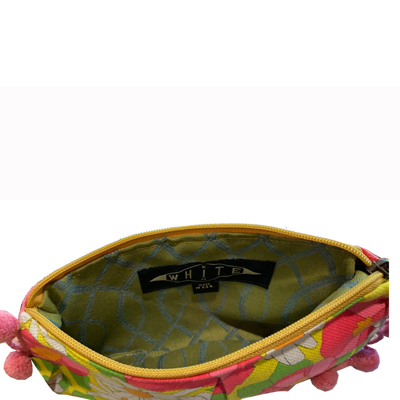 Vintage Daisy Floral Pom Pom Bag