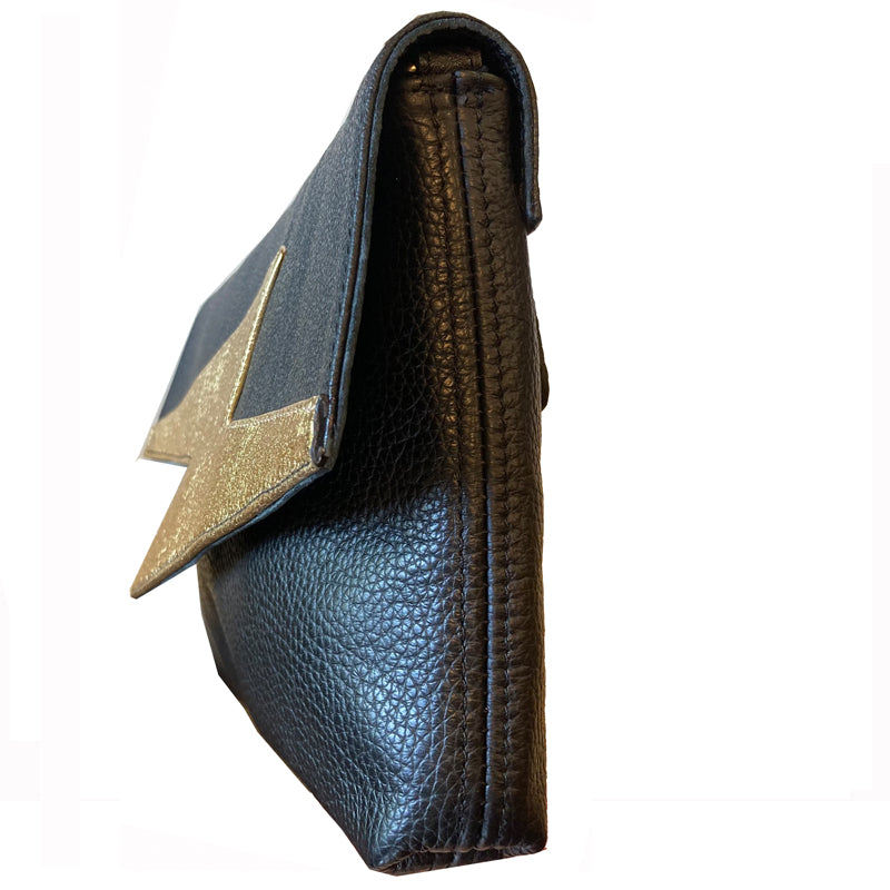 Lightning Bolt Bag - Black with Gold 2