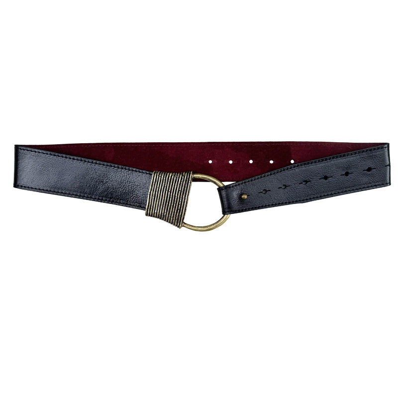 Cast Rope Belt - Black Leather with Antique Brass Buckle