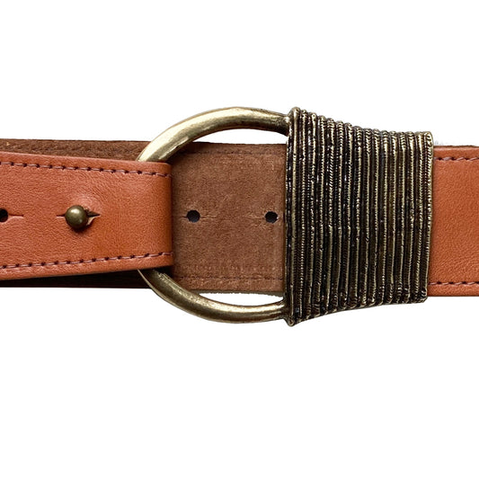 Cast Rope Belt - Saddle Leather with Antique Brass
