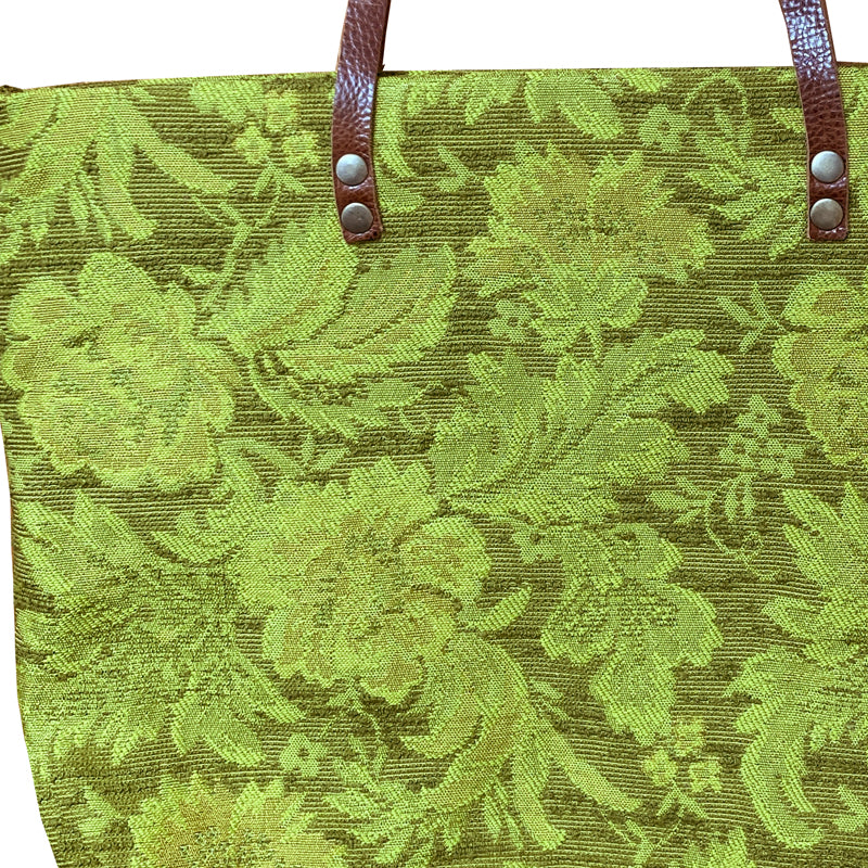 Tote - Chartreuse Vintage Floral