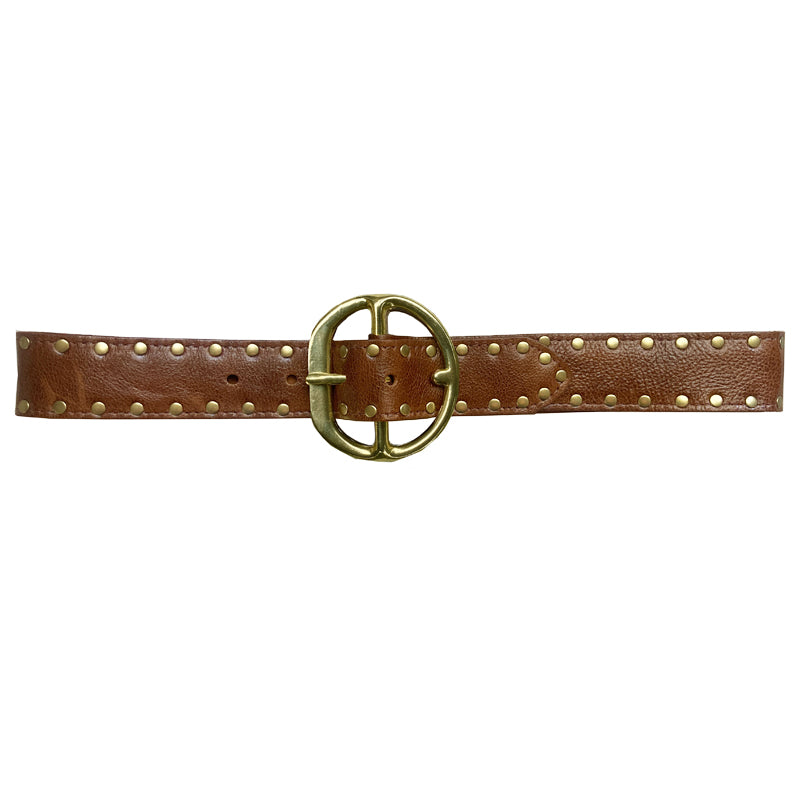 Chunky HIP PANT Belt Studded - Cognac
