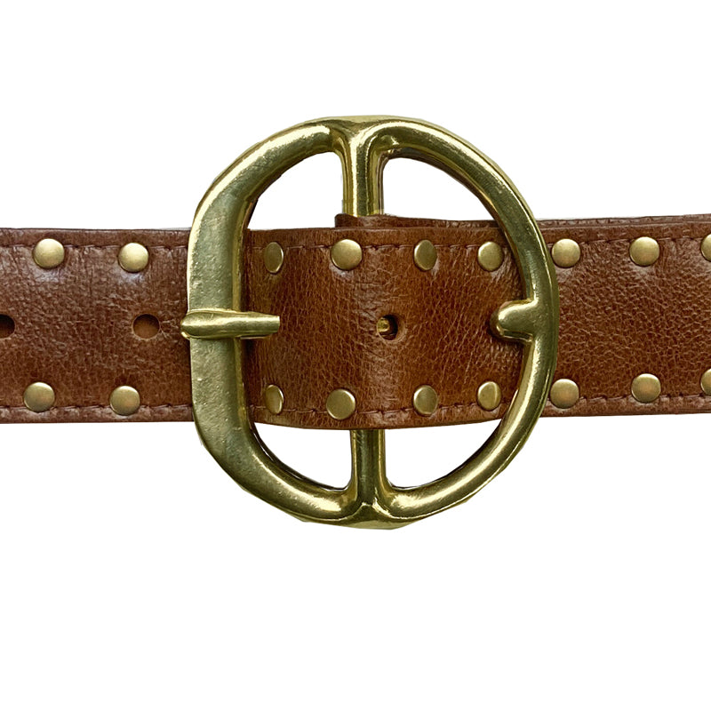 Chunky HIP PANT Belt Studded - Cognac