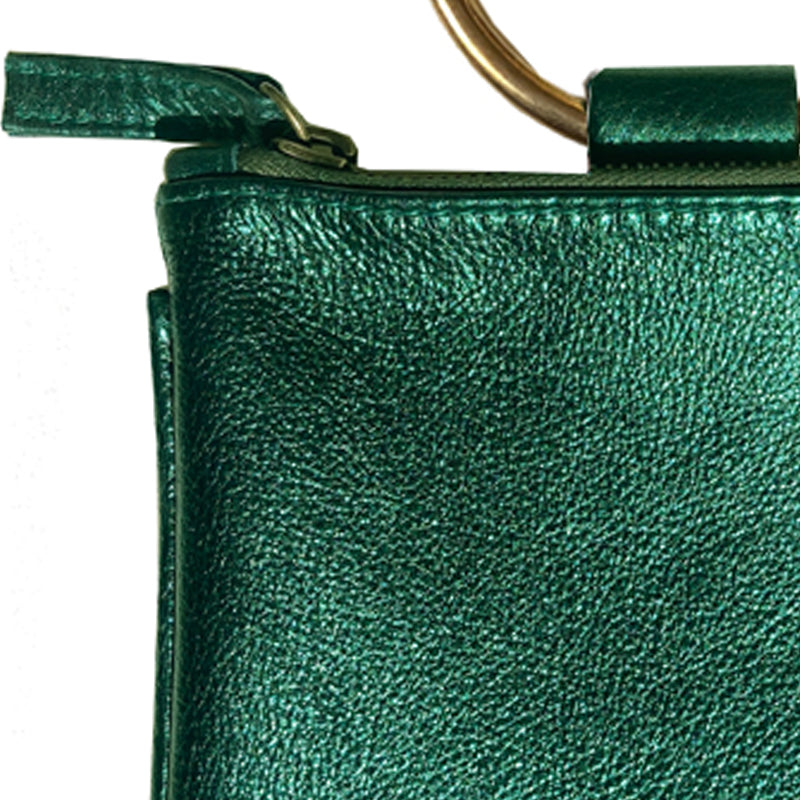 Mini Ring Wristlet - Green "Beetle" Metallic