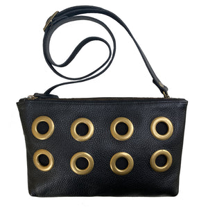 Grommet Clutch with Strap - Black