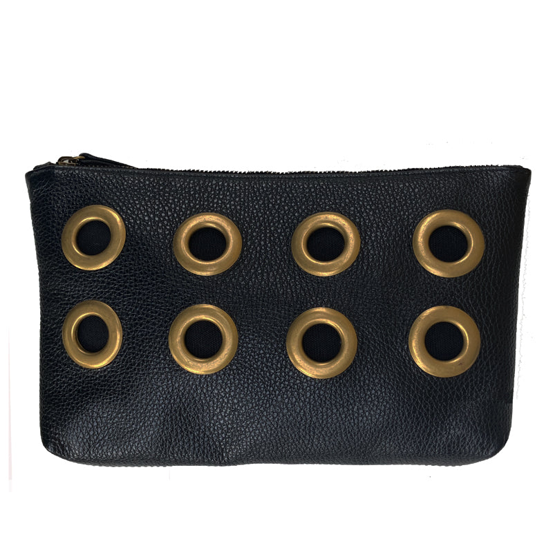 Grommet Clutch with Strap - Black