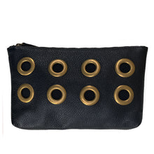 Load image into Gallery viewer, Grommet Clutch with Strap - Black

