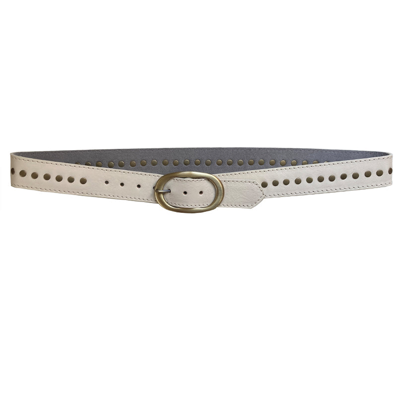 Oval Classic Studded - Bone Leather
