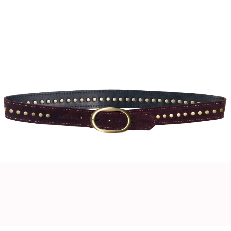 Oval Classic Studded - Burgundy Suede
