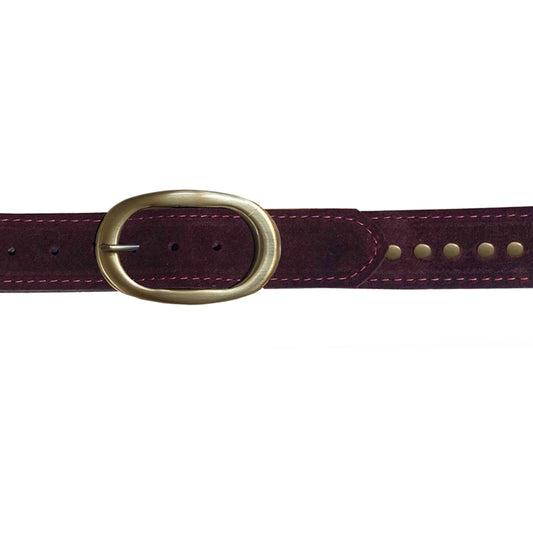 Oval Classic Studded - Burgundy Suede