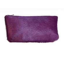 Load image into Gallery viewer, Leather Cosmetic Bag - Purple Fur
