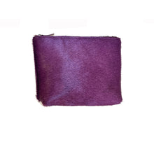 Load image into Gallery viewer, Small Leather Cosmetic Bag - Purple Fur
