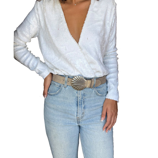 Shell Belt - Taupe Brushed Metallic