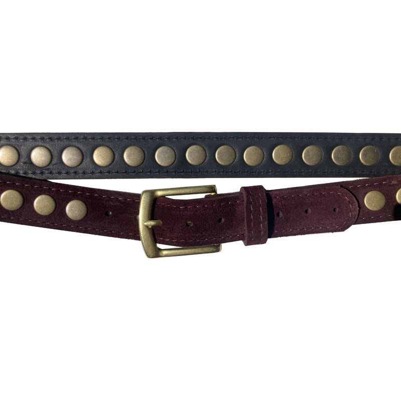 Large Rivets All Around - Burgundy Suede